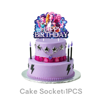 kit décoration anniversaire fille personnages dessin animé assiettes gobelets serviettes nappe guirlande rose violet