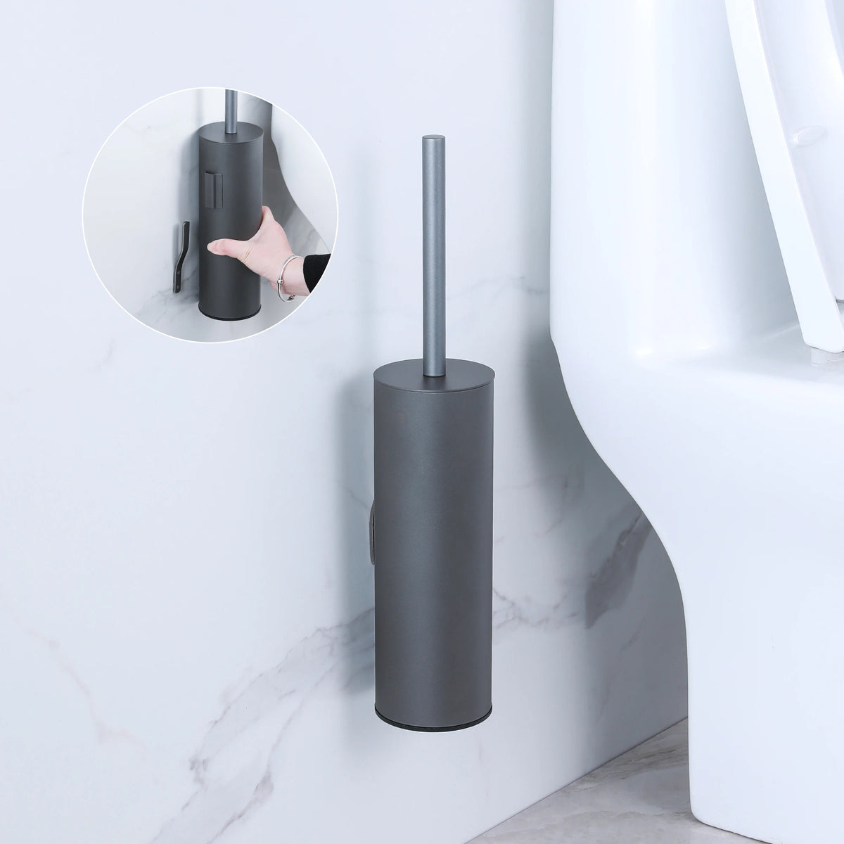 brosse wc inoxydable moderne blanche noire argent or support mural pieds