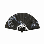 éventails pliants traditionnels chinois fleurs papillons calligraphie paysages noir blanc bleu gris rose support