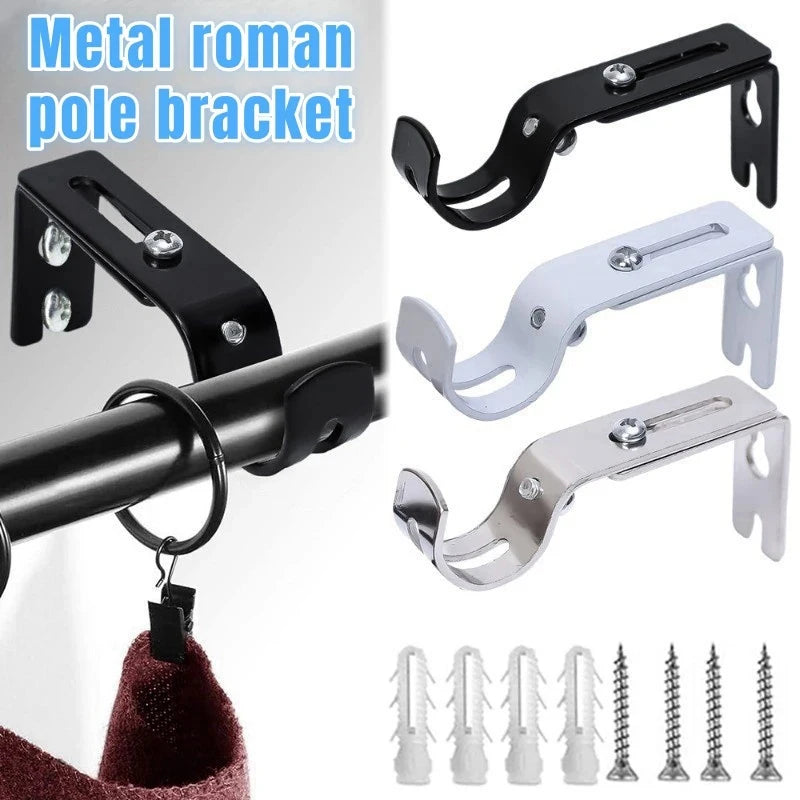 support rideau noir argent extensible métal vis clips moderne chambre