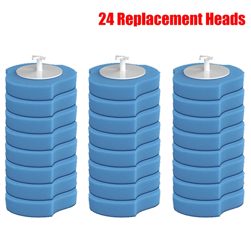 brosse toilette jetable 32 têtes remplacement moderne blanc bleu rond souple opaquet