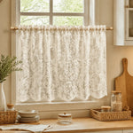 rideau dentelle beige clair classique transparent crochet 70x60cm 100x60cm chambre cuisine bureauhôtel