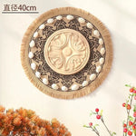 décoration murale boho chic circulaire motif floral rayures concentriques couleur beige blanc suspension murale