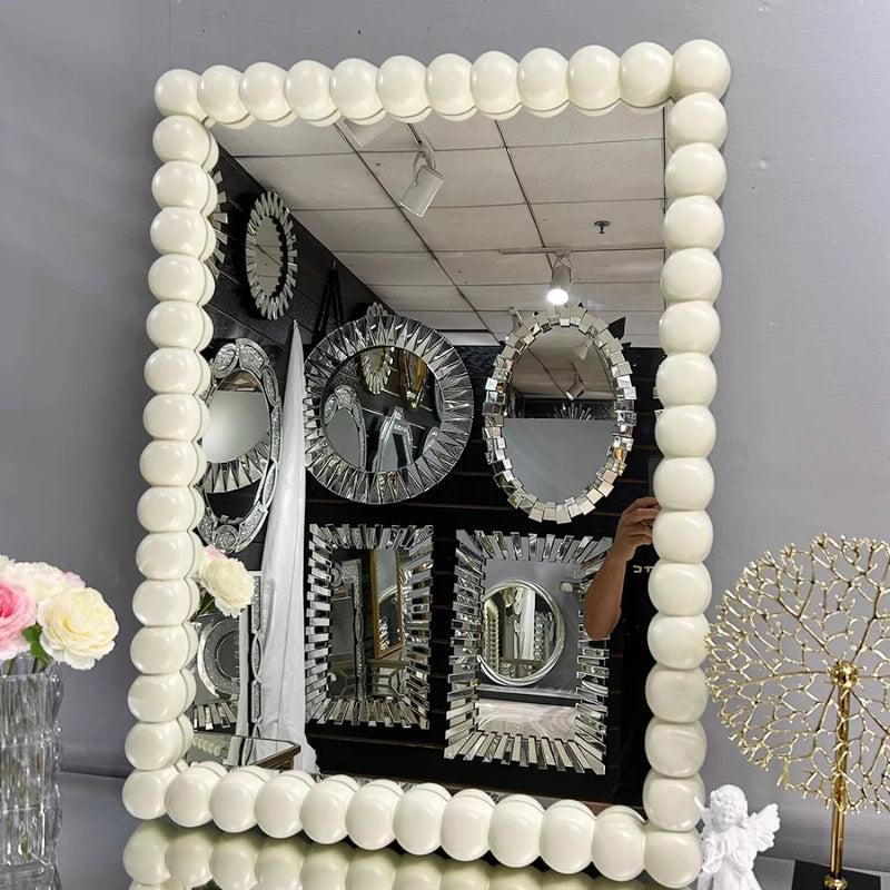 miroir pied vert or blanc luxueux classique opacité adhésif led rectangle