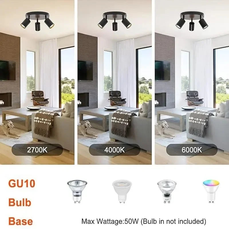 Spot LED noir moderne minimaliste fixation murale têtes têtes rond lisse
