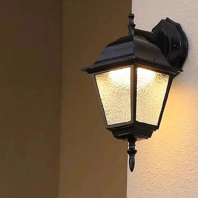 lampe murale classique verre texturé noir éclairage intérieur ip55 led 35cm haute qualité moderne