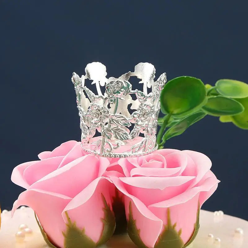 décoration gâteau couronne or argent cristaux topper anniversaire mariage fête élégant baroque