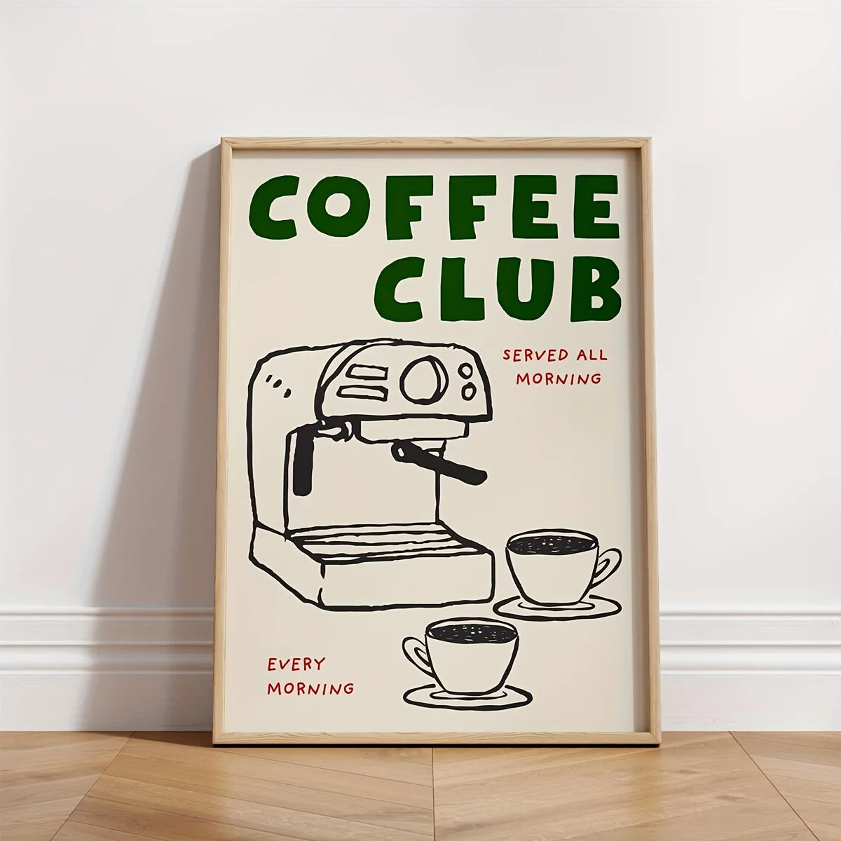 affiche graphique machine tasses vintage toile minimaliste maison sans cadre