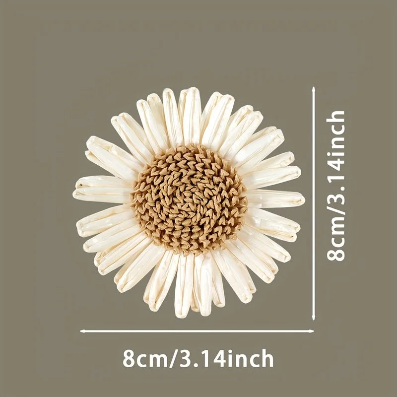 décorations table serviettes fleurs tournesols blanc crème marron rustique 12 pièces tressées naturelles