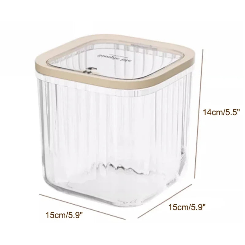 boîte rangement transparente moderne lessive rayées grande capacité humidité resistant 15cm 15cm 8.3cm