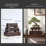 support d'affichage bois sculpté artisanal marron foncé décoration vintage pastoral
