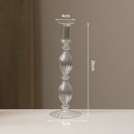 bougeoirs verre transparent rayures horizontales classiques or doré rose bleu vert noir