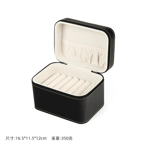 boîte bijoux simili cuir marron vintage poignée velours noir marron storage box trousse bijoux