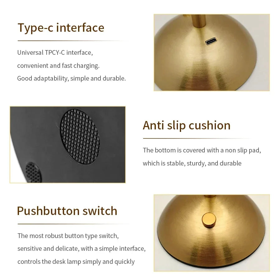 lampe table led rechargeable cristal transparent or moderne élégant sensor touch réglable chambre coucher