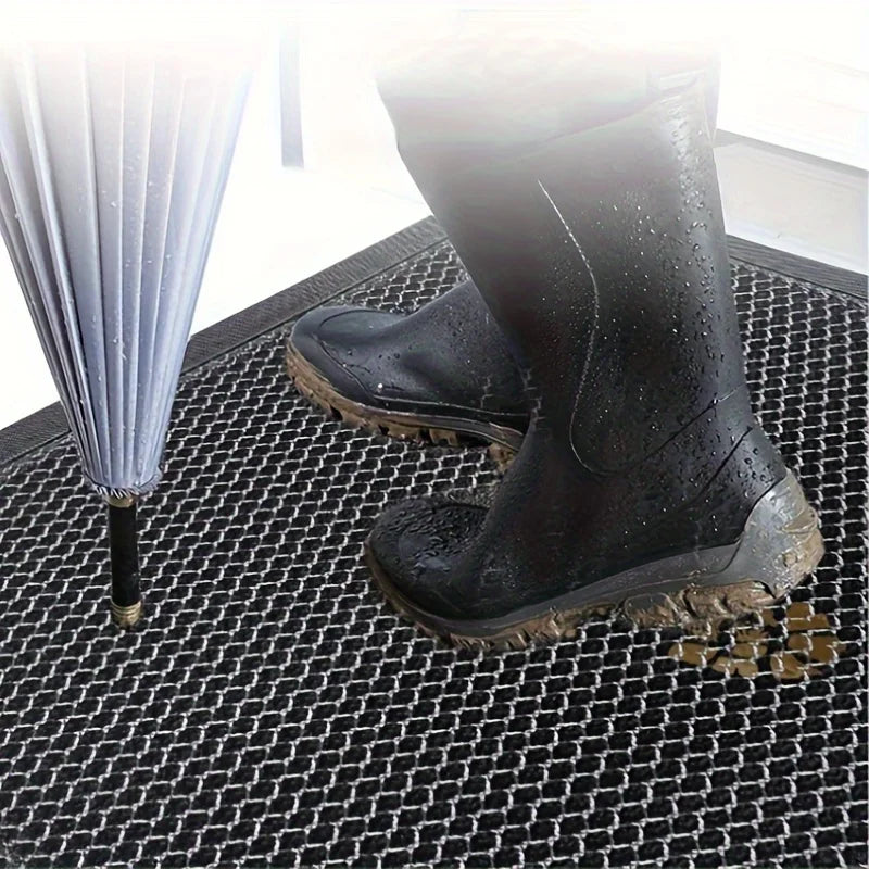 tapis d'entrée moderne imperméable antidérapant résistant l'eau noir maille fine facile nettoyer porte sol