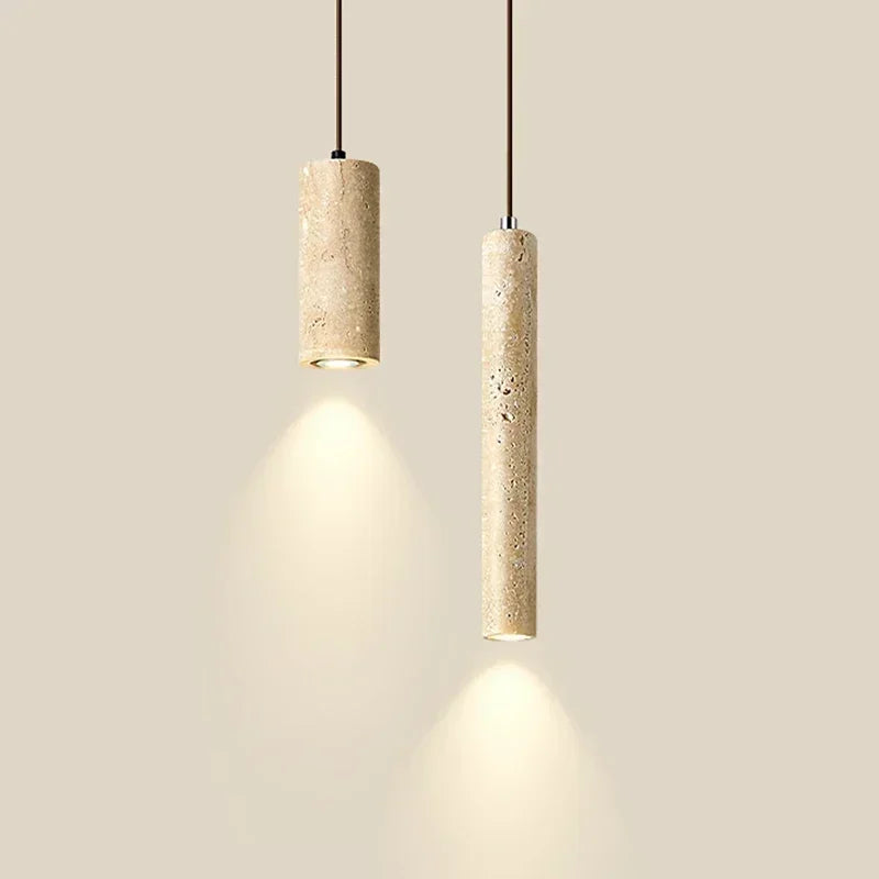 suspension lumineuse moderne pierre naturelle abatjour opaque câble métallique chambre salon led