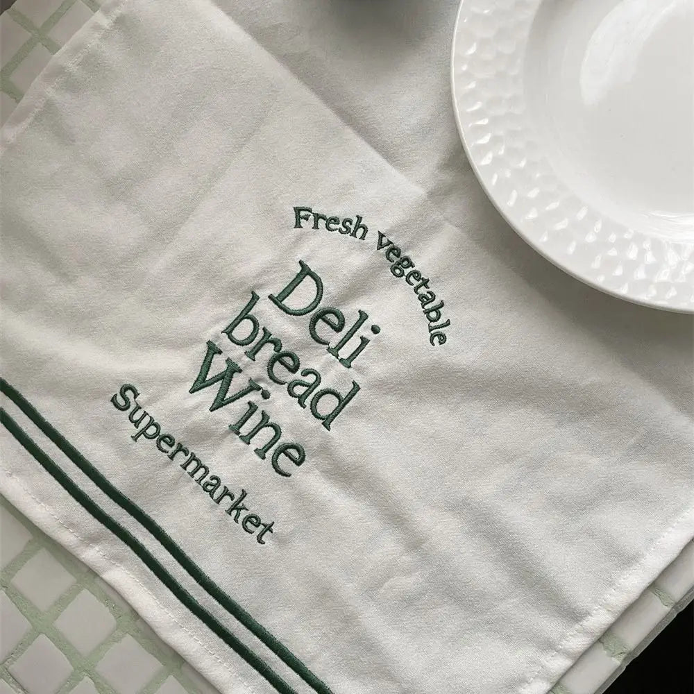 serviette classique imprimée légumes vin supermarché blanc verte rouge coton cuisine