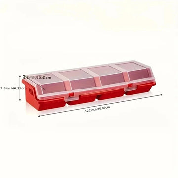 boîte rangement outils rouge transparente compartiments pratique compact vis écrous atelier maison