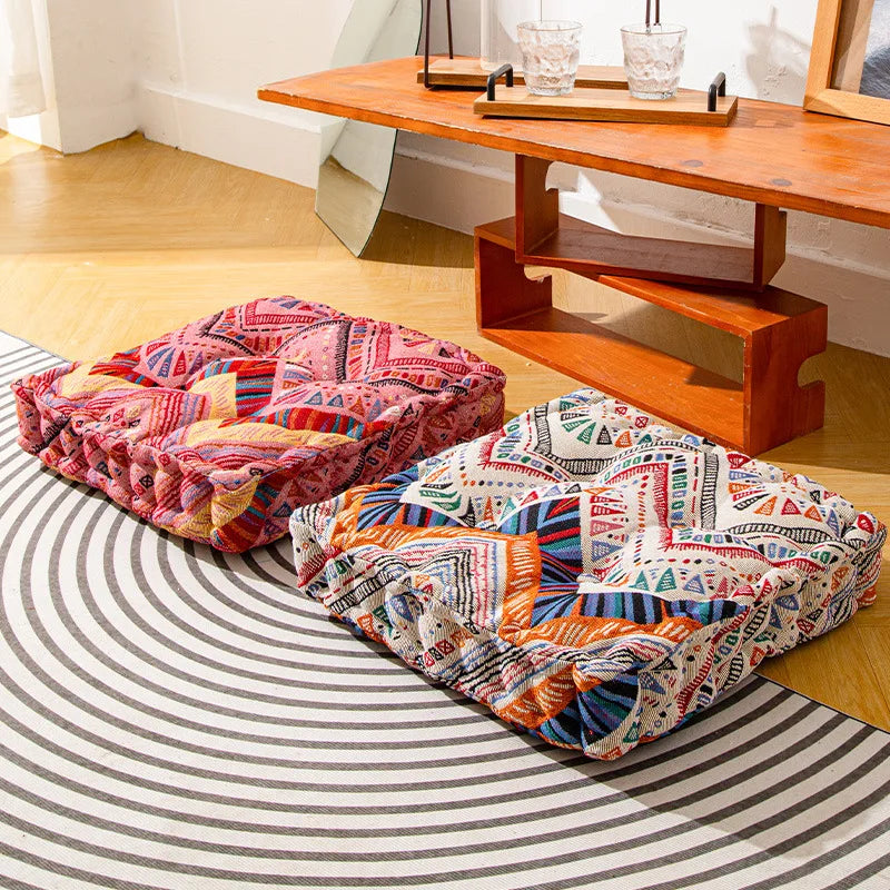 Coussin de sol carré Boho blanc 40x40 cm