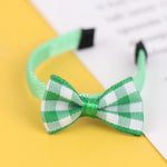 bandeau cheveux enfantin carreaux violet bleu jaune vert rose blanc clip métal 3cm