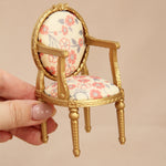 meubles miniatures résine chaises table or blanc floral rococo louis xv vintage figurinesDecorationMiniMaison