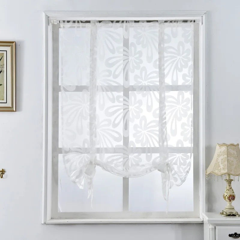 rideaux fleuris polyester translucides bohème fenêtre extérieure facile moderne blanc marron bleuclair decoration interieur