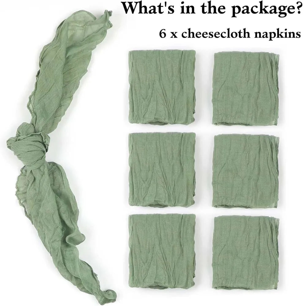serviettes gaze lin vert olive élégantes rustiques modernes maison restaurant mariage pièces 20x20cm