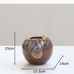 vase tête vache hauteurs cornes marron crème décoration table rustique fleuri moderne chambre salon