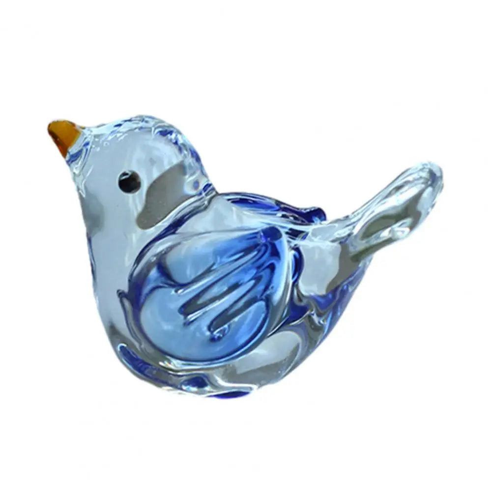 ornement décoration maison oiseau verre bleu vert transparent artisanal moderne statuette collectionnée