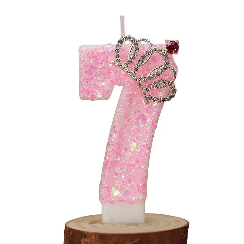 bougies anniversaire forme chiffres rose scintillants dorés festive tringle couronne strassée numéro
