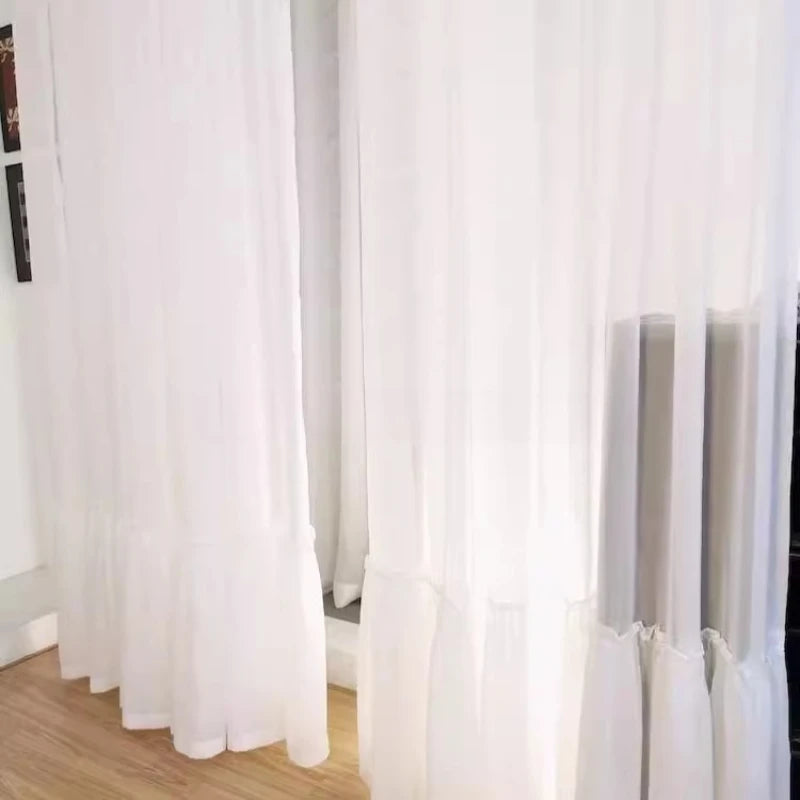rideau blanc tulle transparent classique romantique fenêtre polyester