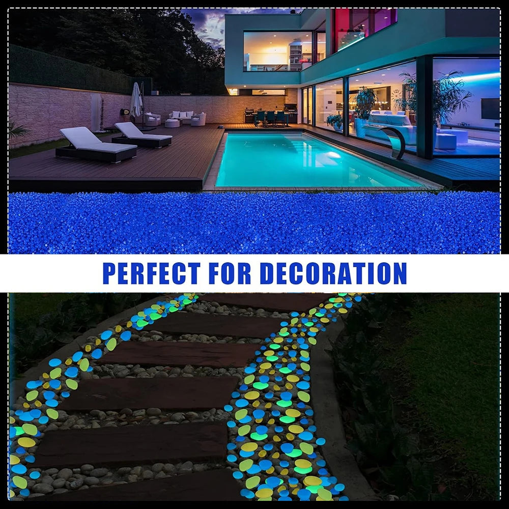 pierres fluorescentes lumineuses extérieures modernes bleu vert orange jaune semi translucides 50pc 100pc 200pc