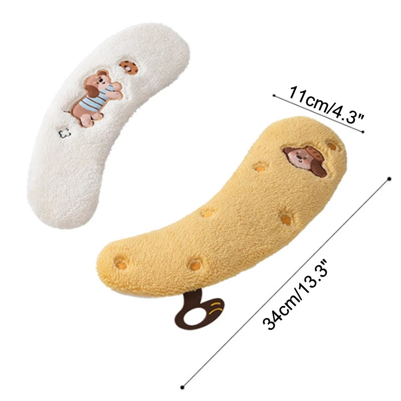 couvre siege toilette peluche blanc jaune imprimé chien doux decoratif anneaux métalliques salle bain
