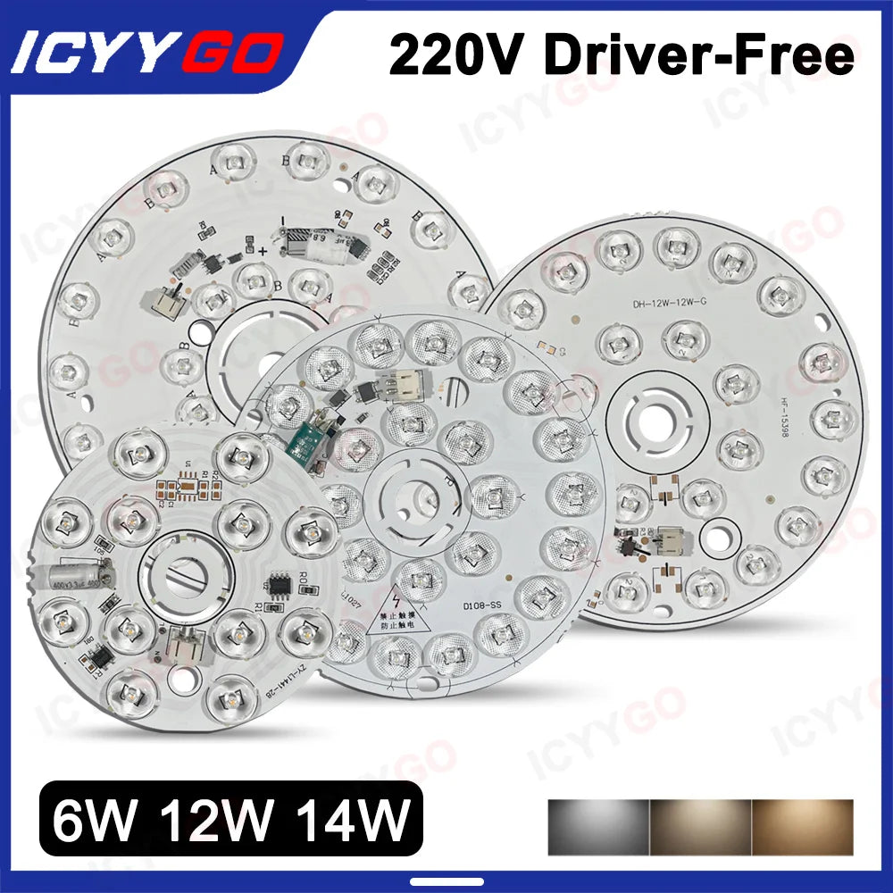 plaque led 12w 14w 6w blanc 6000k 3000k circulaire diodes modernes driver free