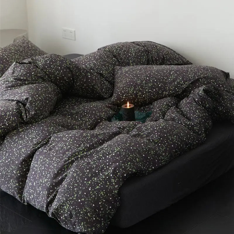 parure lit ensemble housse couette drap taies oreiller carreaux ecossais noir rouge