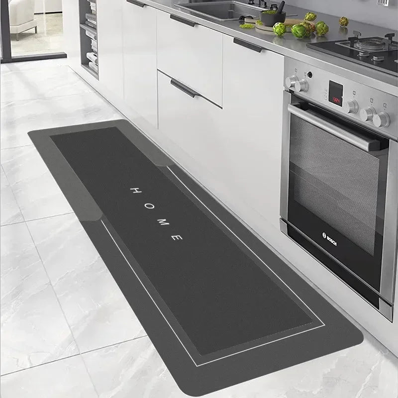 tapis sol gris moderne motif antidérapant imperméable cuisine salle bain maison