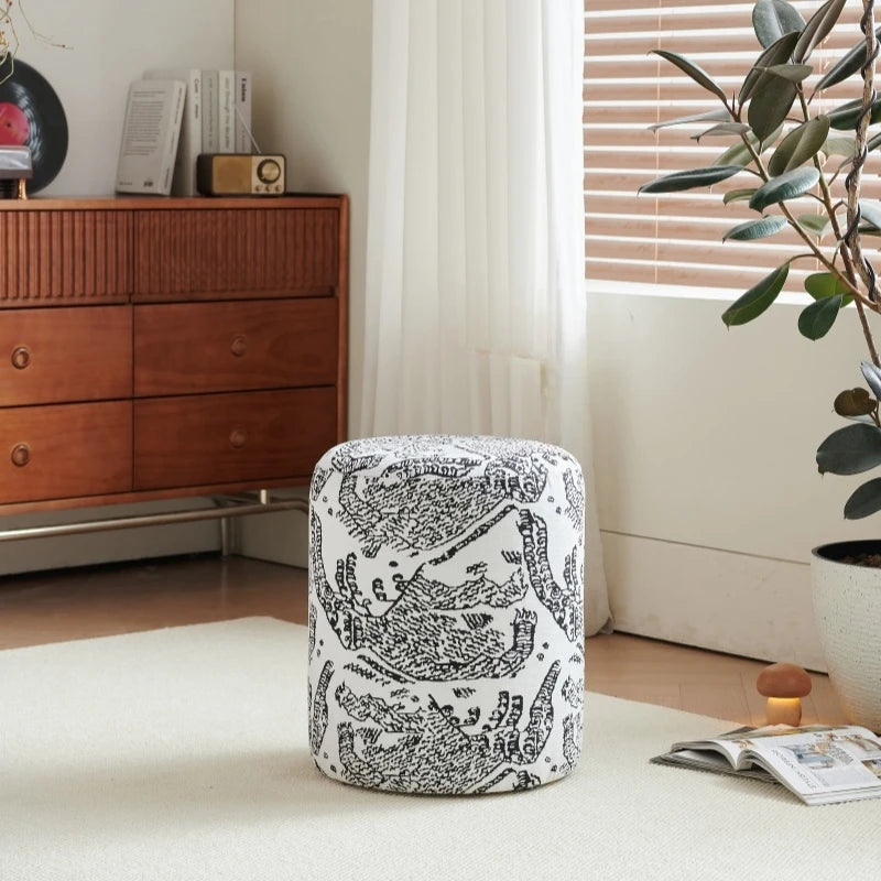 tabouret rotatif rembourré polyvalent bois massif vintage moderne coussin imprimé floral