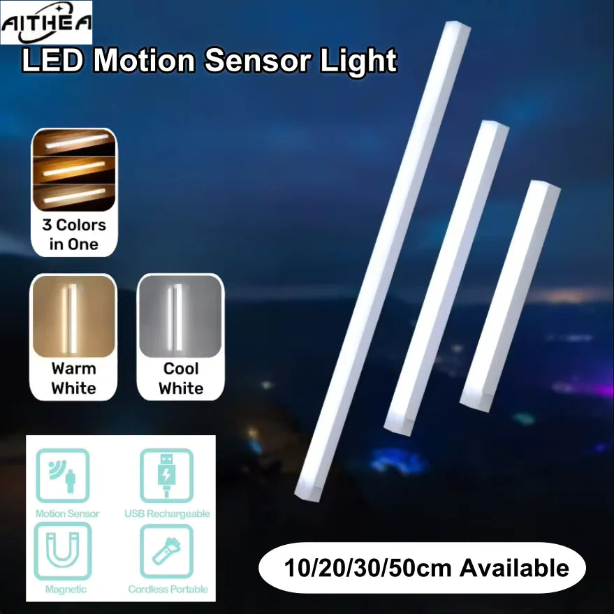 lampe led rechargeable détecteur mouvement barre lumineuse armoire chevet salle bain autocollante blanche