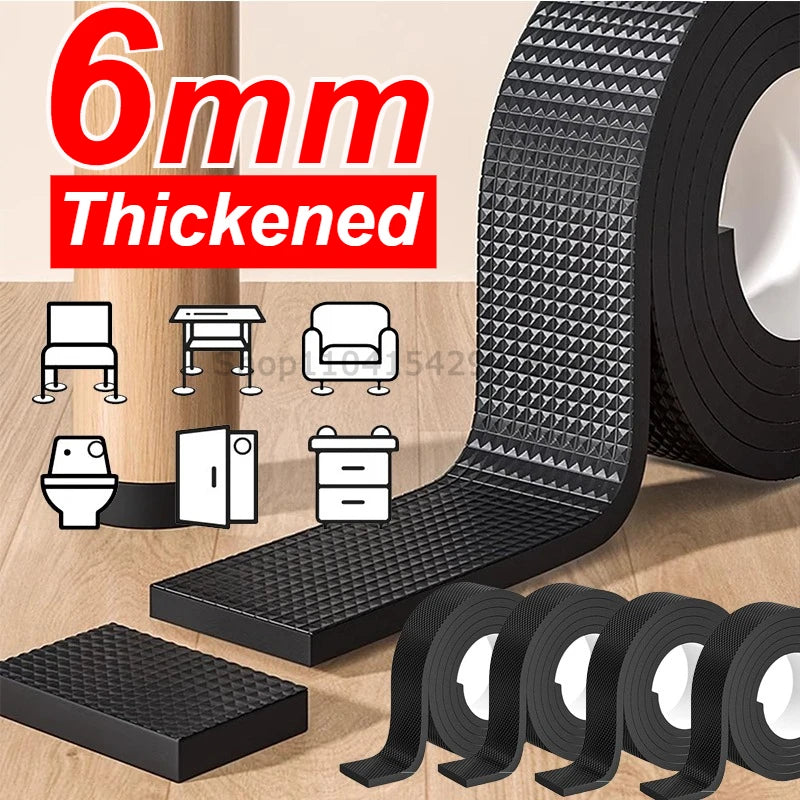 Protection meubles antidérapante adhésive noire caoutchouc pratique 6mm large 2cm 4cm 6cm