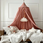 tente lit bébé bohème coton lin rose rouille beige gris blanc