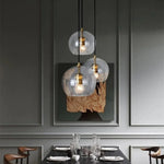 suspension lumineuse moderne transparent doré rayures verticales câble noir ampoules