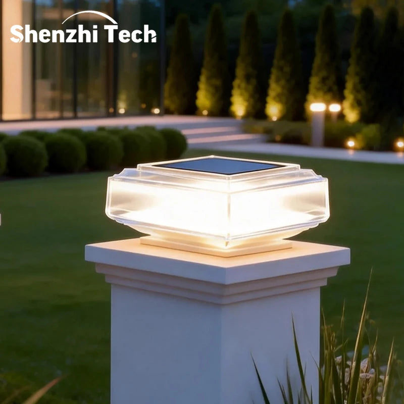 lampe solaire moderne blanche opaque extérieure autoallumage paysagiste écolo durable minimaliste jardin clôture