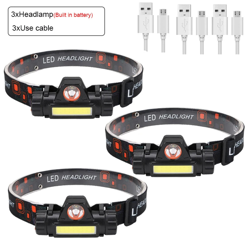 lampe frontale led noire geometrique moderne ceinture ajustable cable usb rechargeable camping running