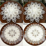 nappe tissu moderne dentelle motifs floraux élégante semi transparente table manger chambre restaurantDecorationVintageBlancBeigeArgent