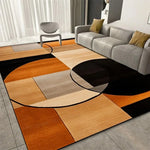 tapis moderne motifs géométriques marron beige noir orange salon chambre durable