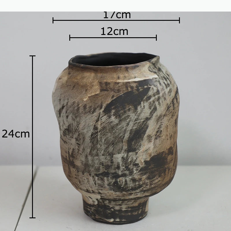 vases marron gris blanc texture marbrée artisanal rustique vase table nouveau classique post moderne