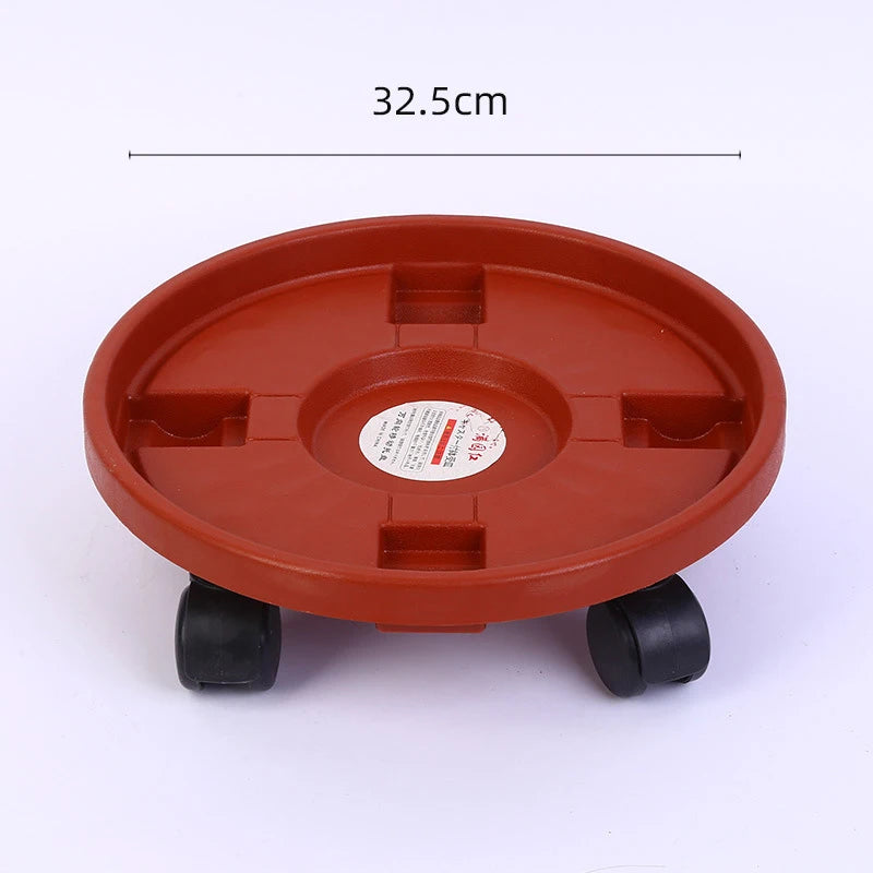 support roulettes pot fleurs orange moderne roues transparentes