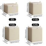 boîte rangement moderne 110l 150l 220l 30l carreaux beige motifs jaunes poignées métalliques coussin