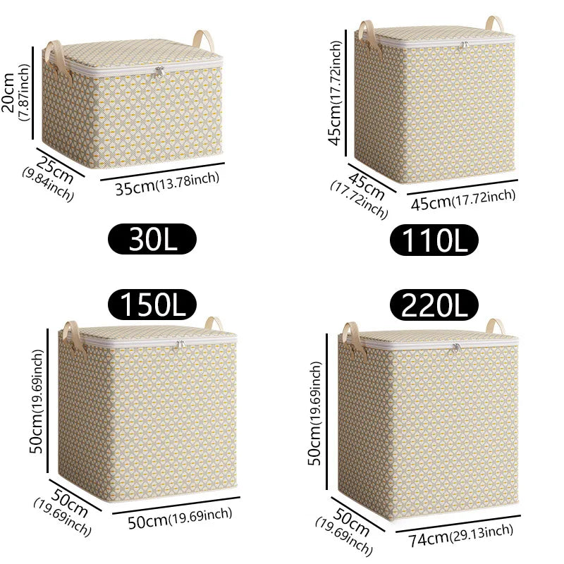 boîte rangement moderne 110l 150l 220l 30l carreaux beige motifs jaunes poignées métalliques coussin