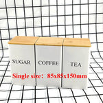 boîtes rangement sucre thé bambou noir blanc couvercle métal minimaliste respectueux environnement